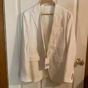 ZARA WHITE LINEN MEN’S BLAZER NEW WITH TAGS SIZE 38.